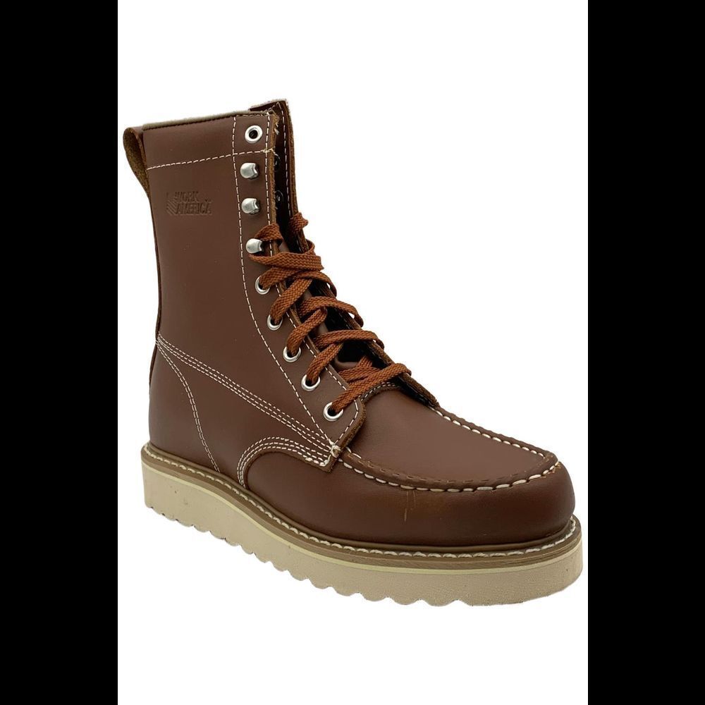 Work America Men's Crepe Wedged Sole 8" Leather Boot Tan - Medium